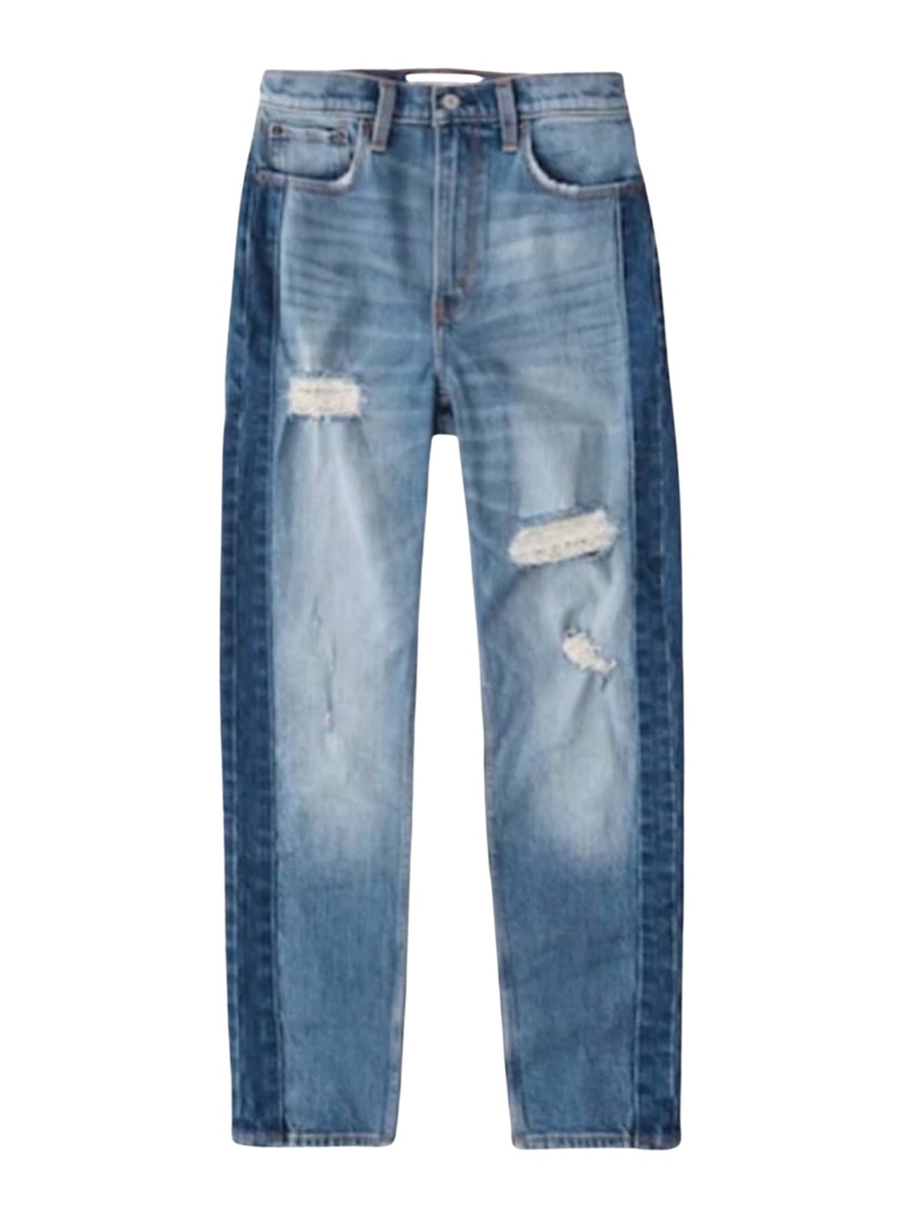 Abercrombie & Fitch The Mom High Rise Jeans Distressed Two Tone